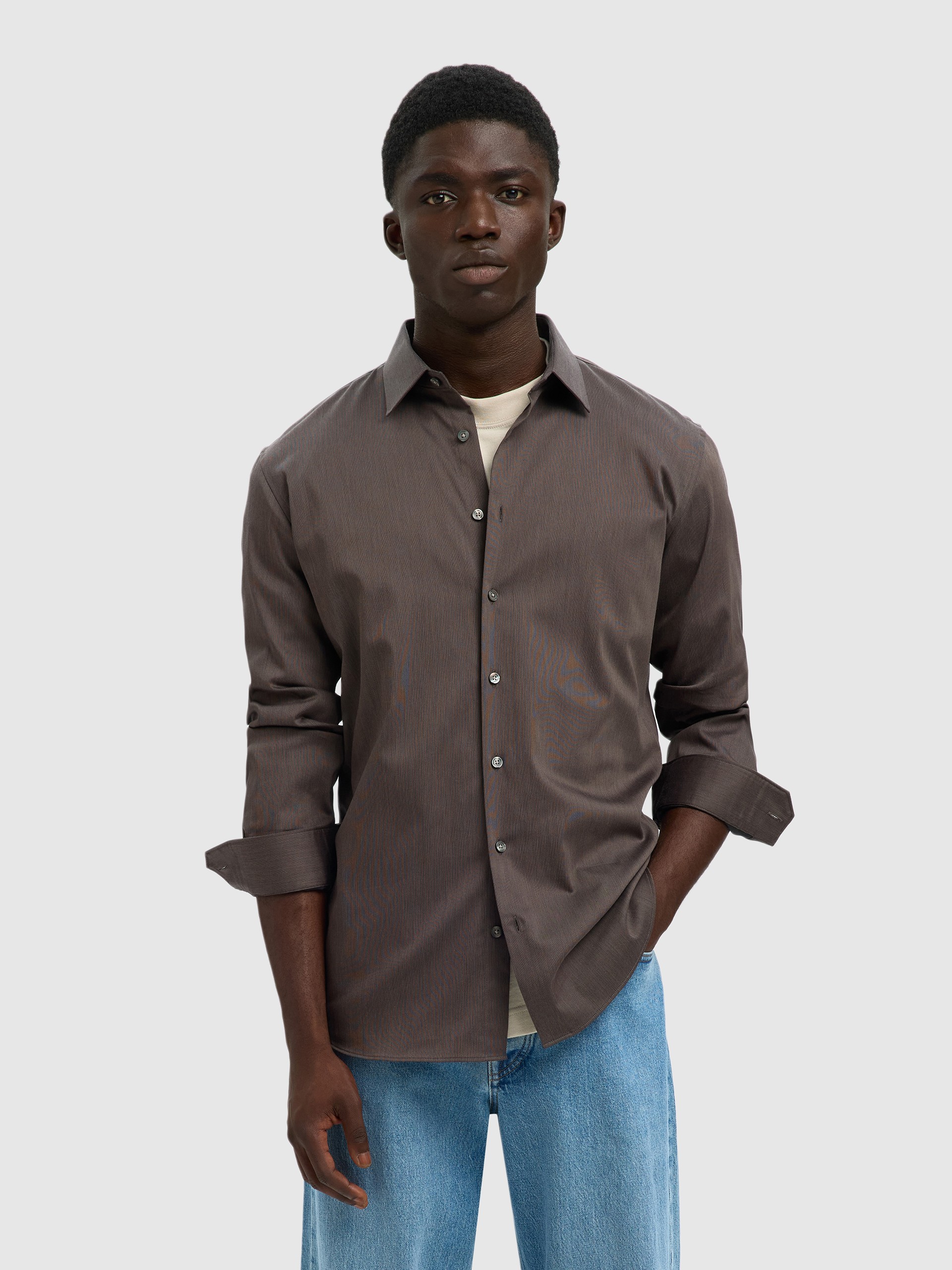 Shirt Man Brown Selected