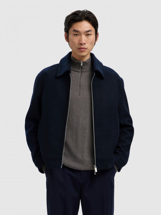 Jacket Man Navy Blue Selected