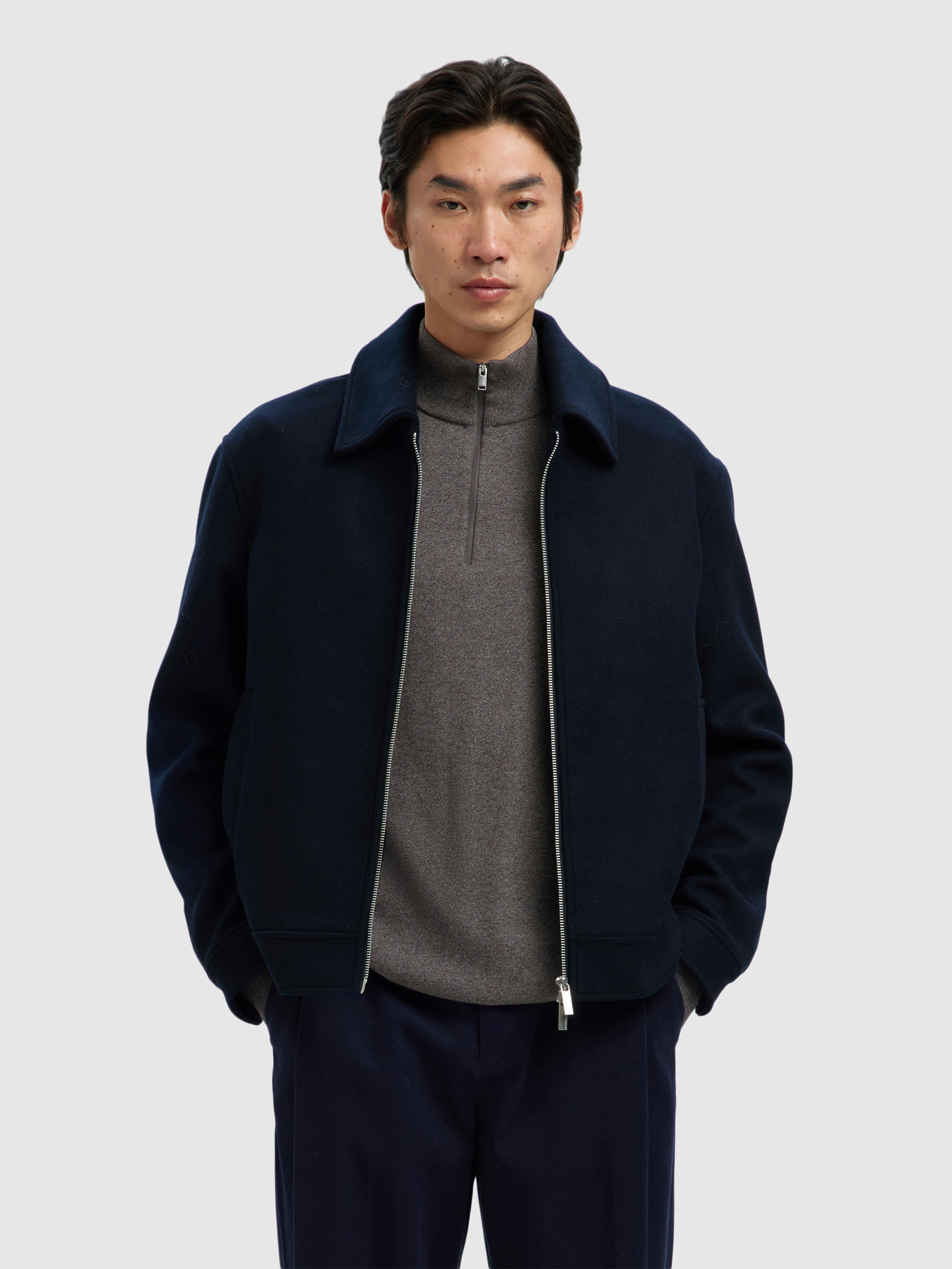 Jacket Man Navy Blue Selected