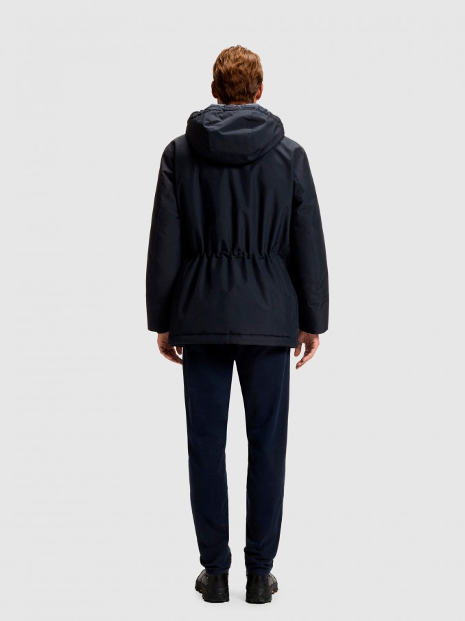 Parka Man Navy Blue Boss Orange