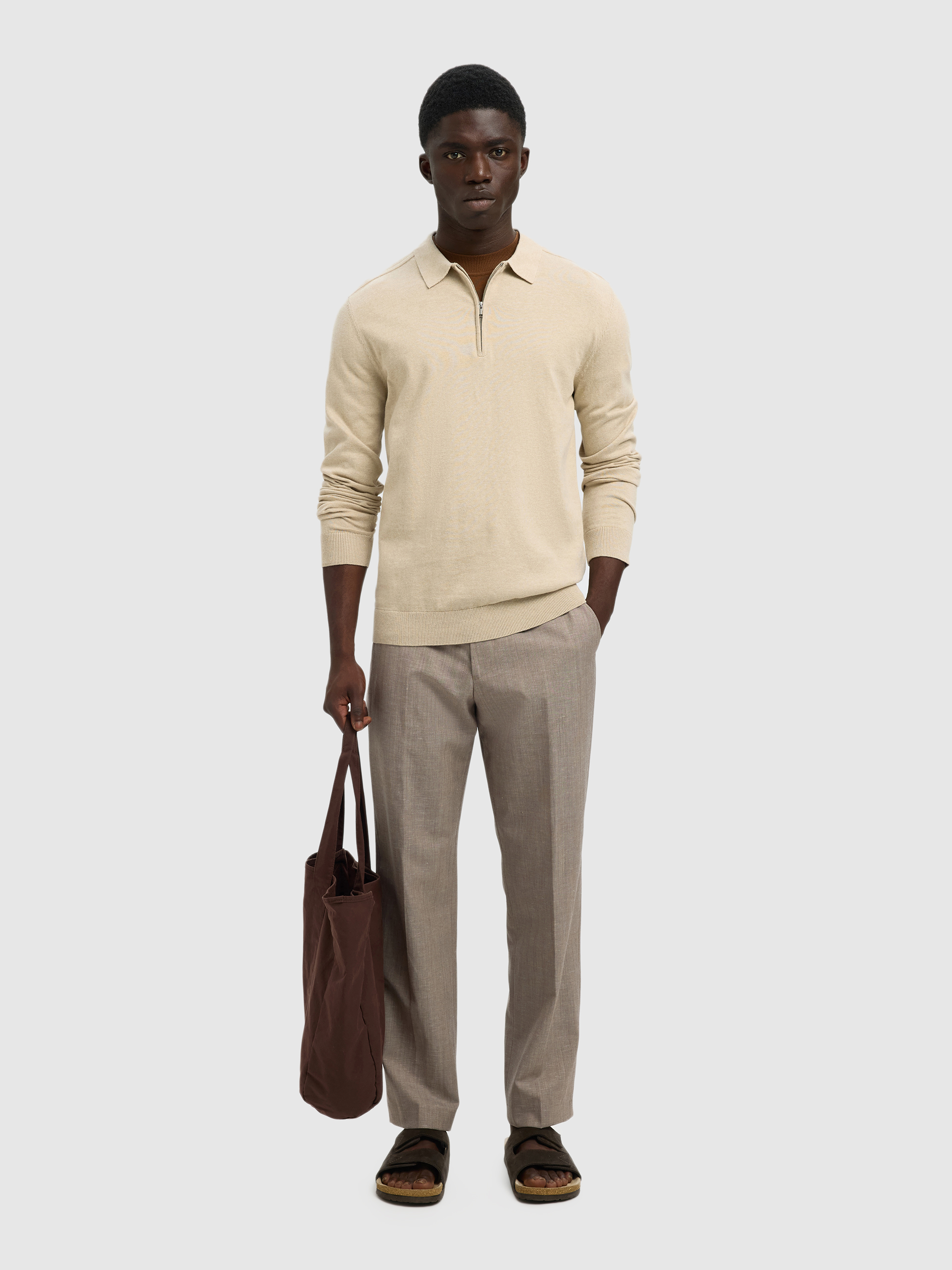 Polo Shirt Man Beige Selected