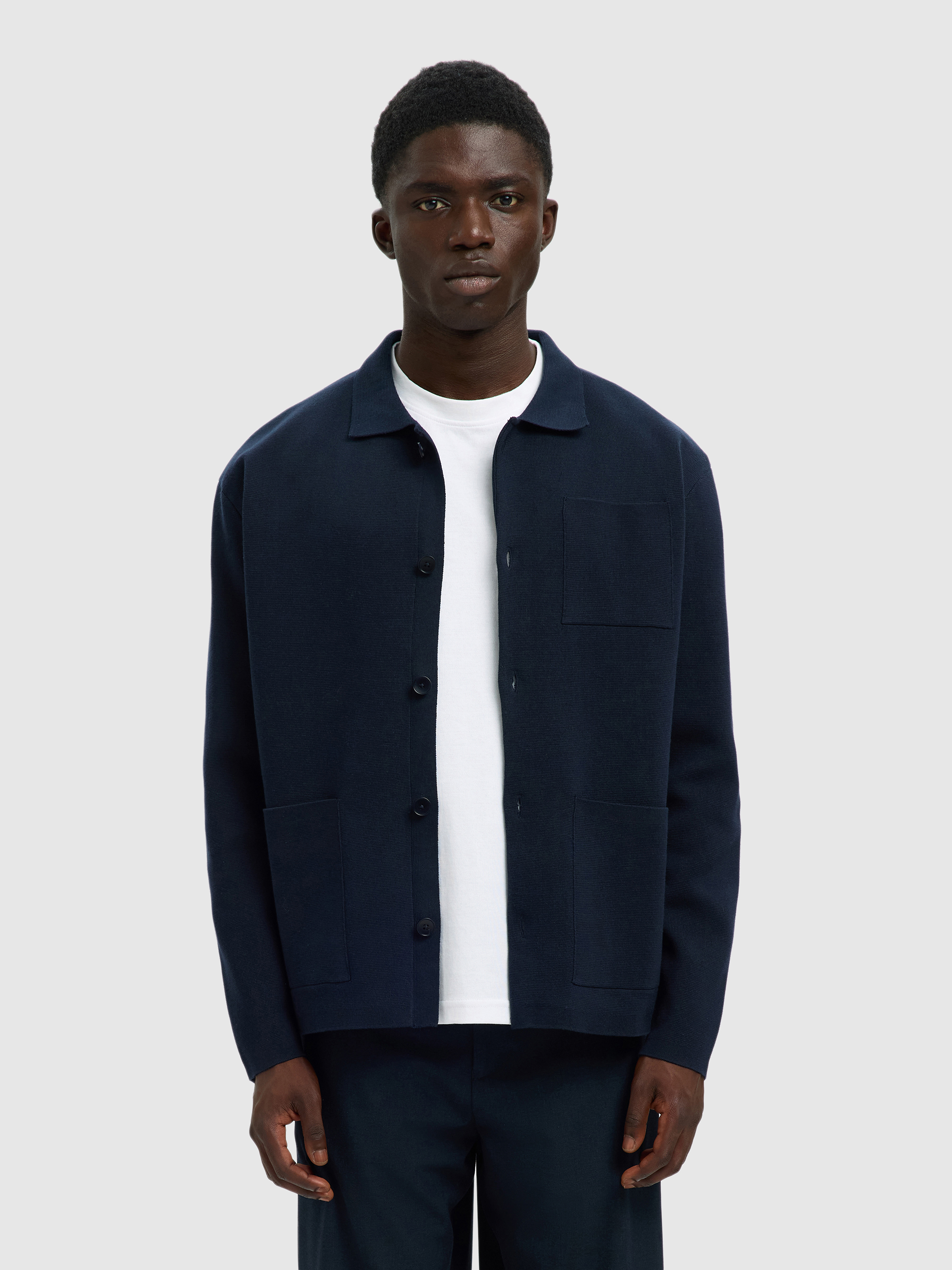 Shirt Man Navy Blue Selected