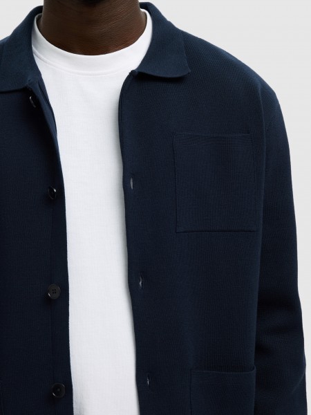 Camisa Hombre Azul Marino Selected