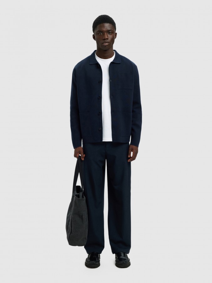 Camisa Hombre Azul Marino Selected