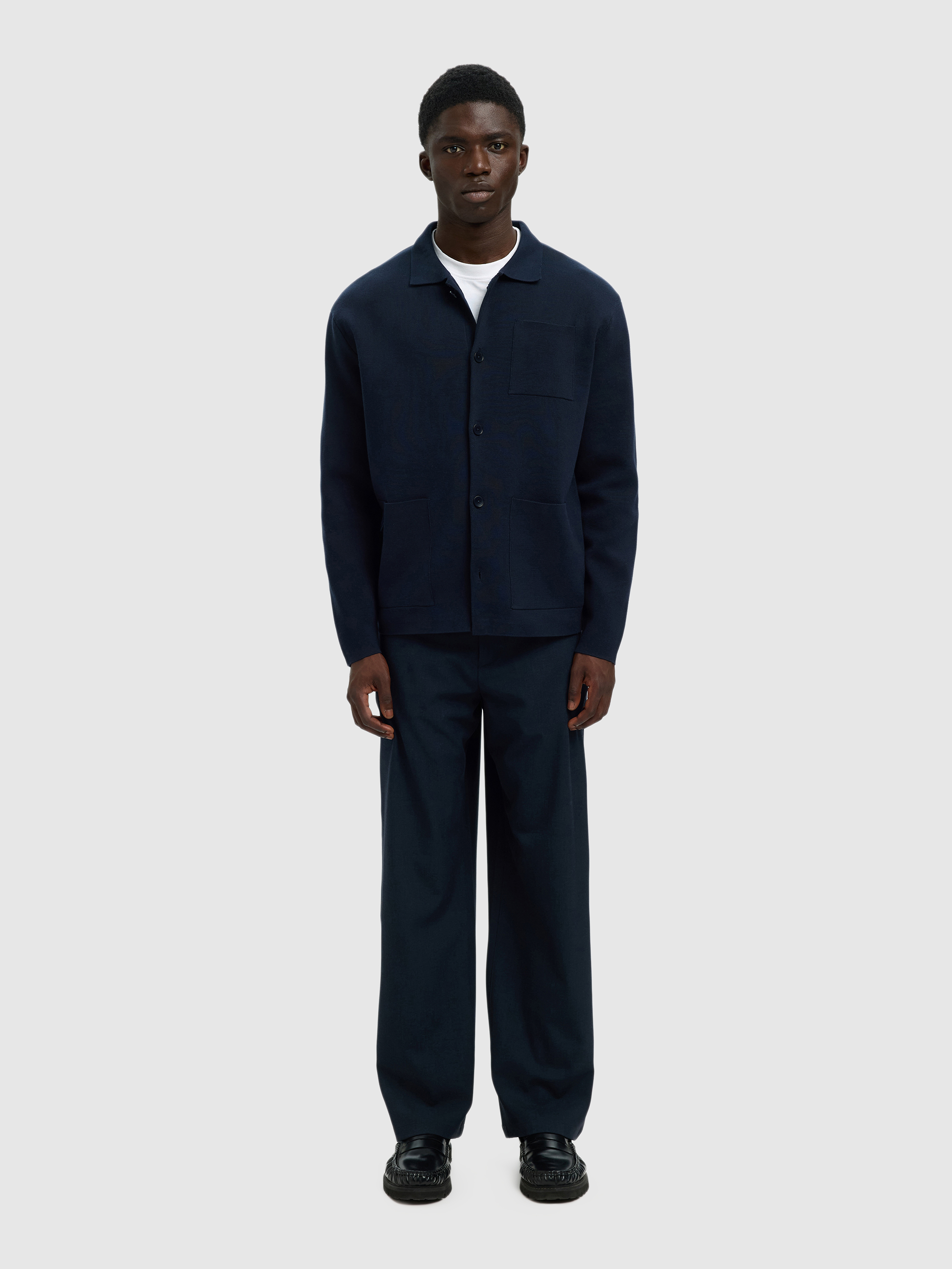 Shirt Man Navy Blue Selected