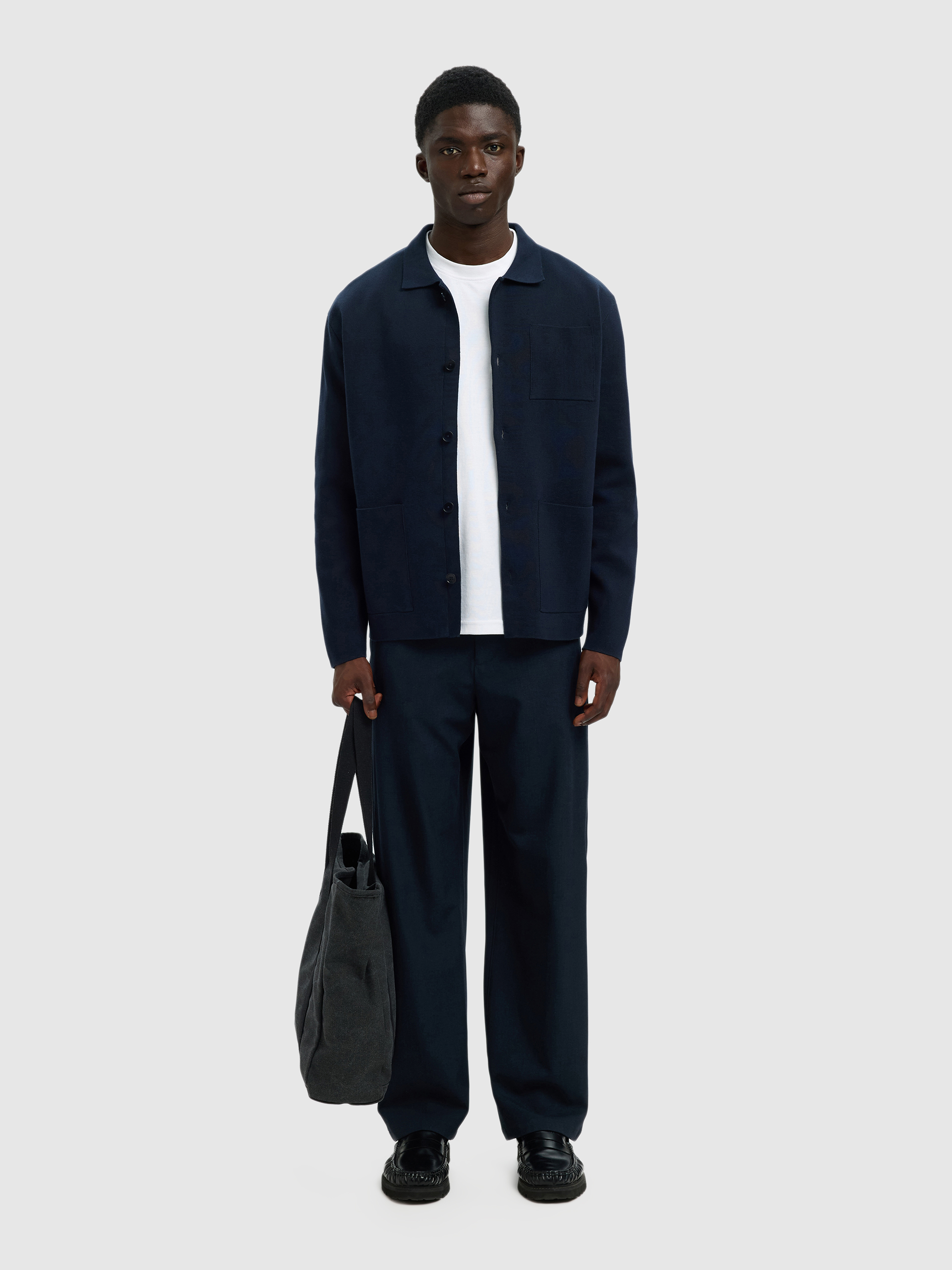 Shirt Man Navy Blue Selected