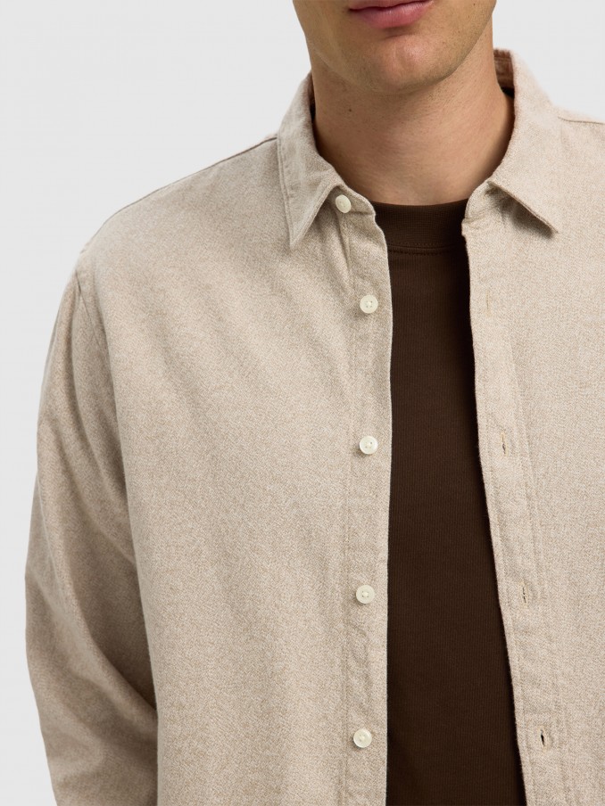 Camisa Hombre Beige Selected
