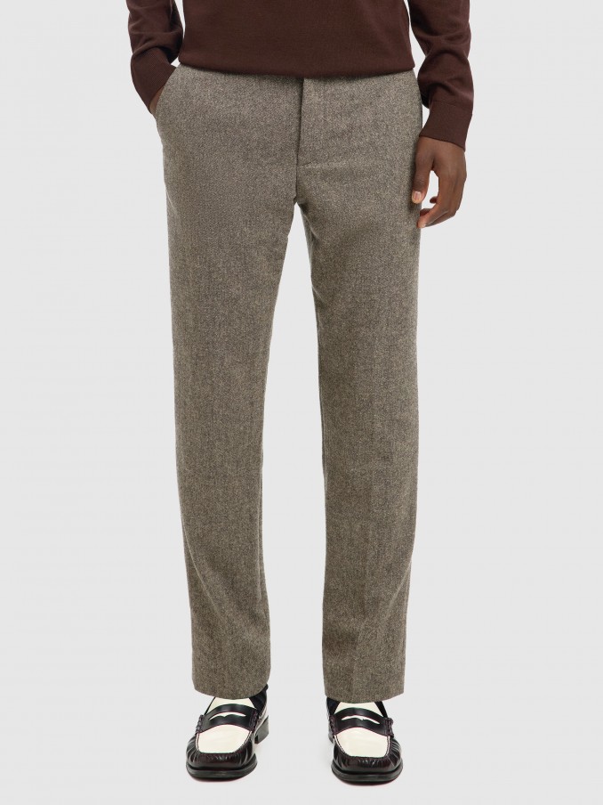 Pantalones Hombre Marrn Selected