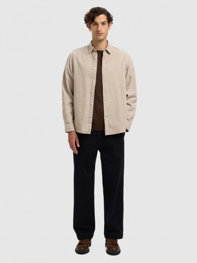 Camisa Hombre Beige Selected