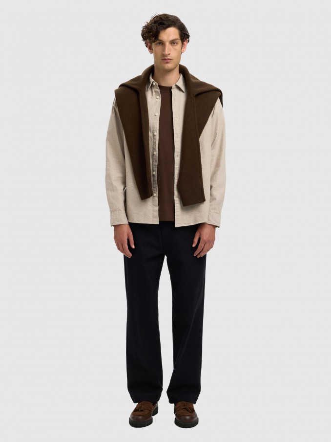 Camisa Hombre Beige Selected