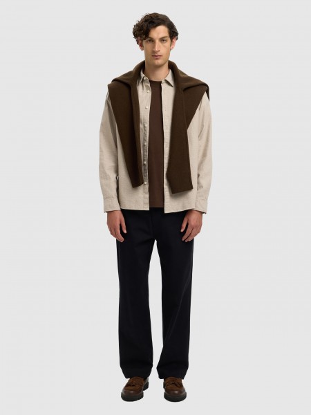 Camisa Hombre Beige Selected