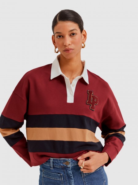 Polo Shirt Woman Bordeaux Lion Of Porches