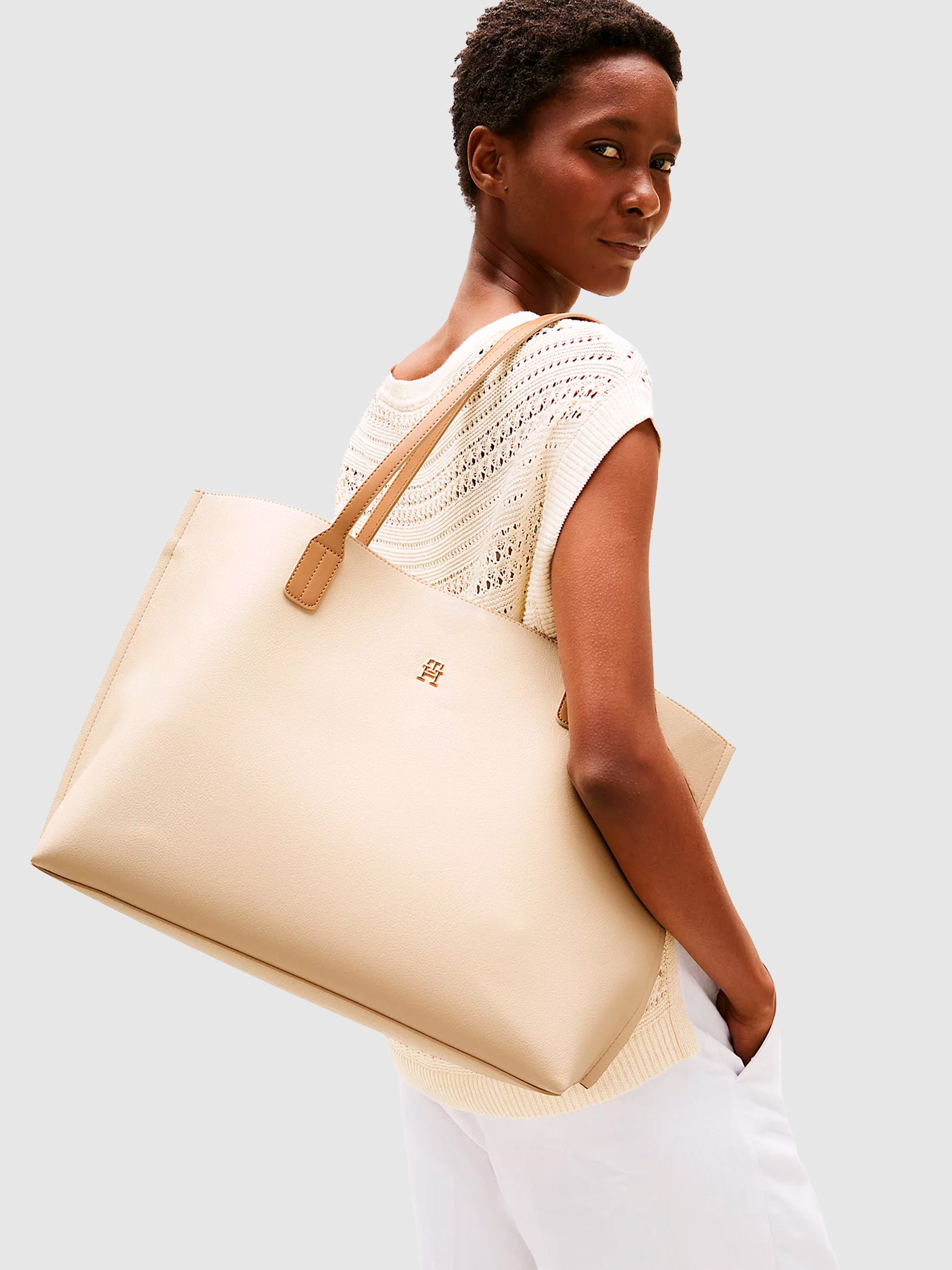 Tote Bags Woman Cream Tommy Jeans