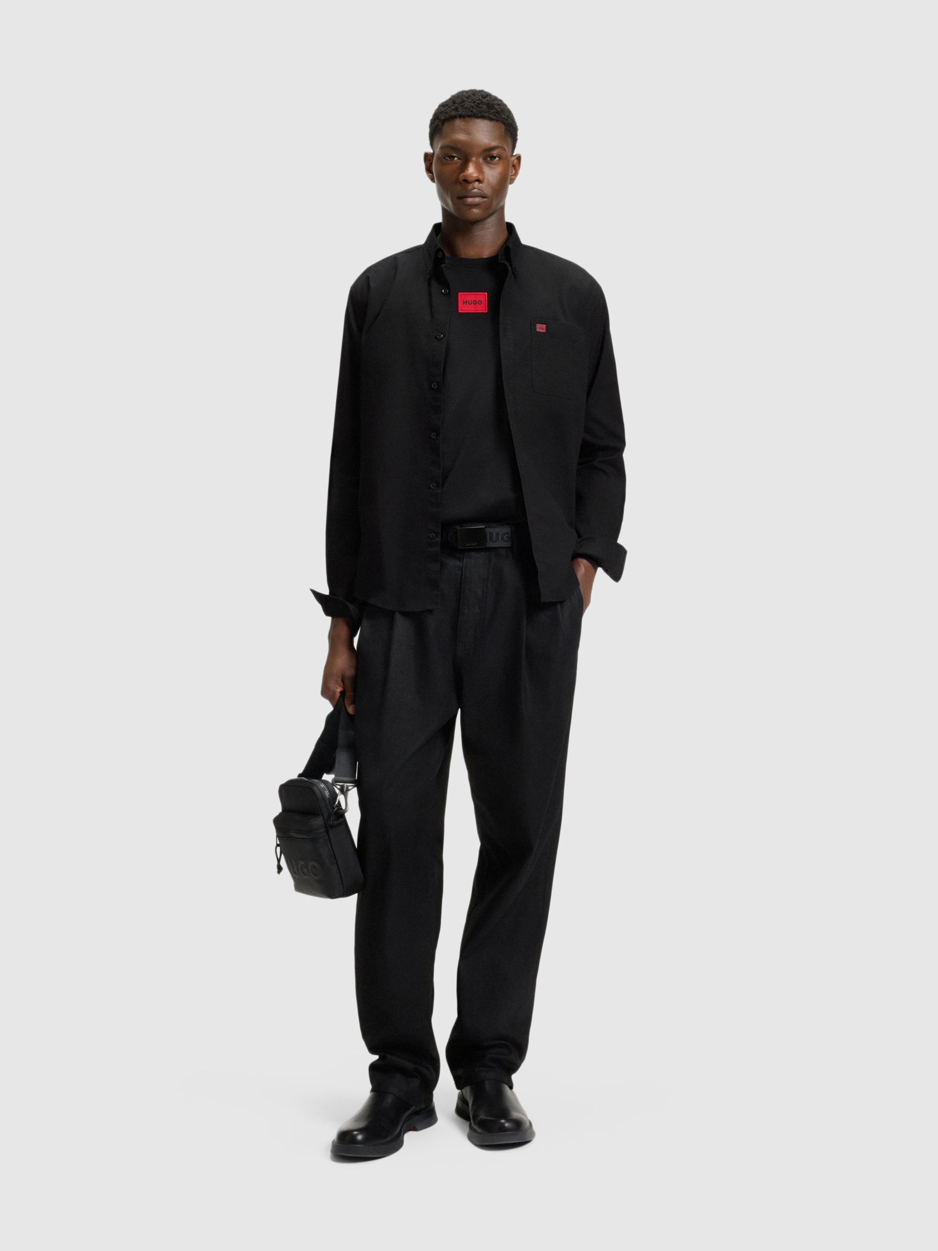 Shirt Man Black Hugo Boss