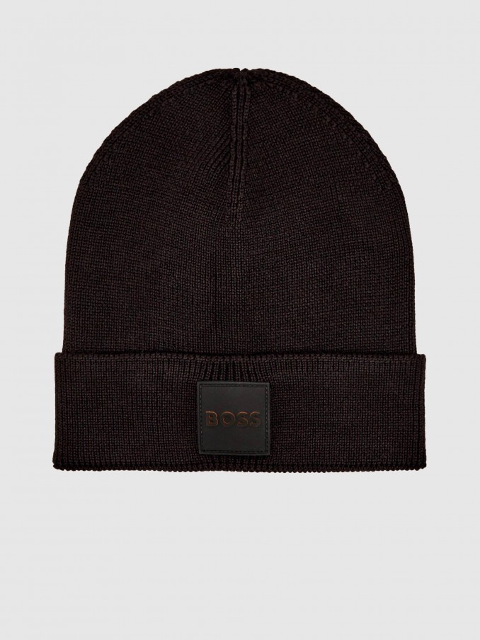 Gorro Hombre Negro Boss Orange