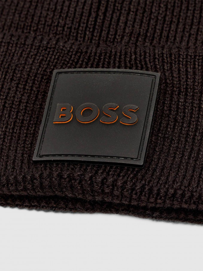 Gorro Hombre Negro Boss Orange