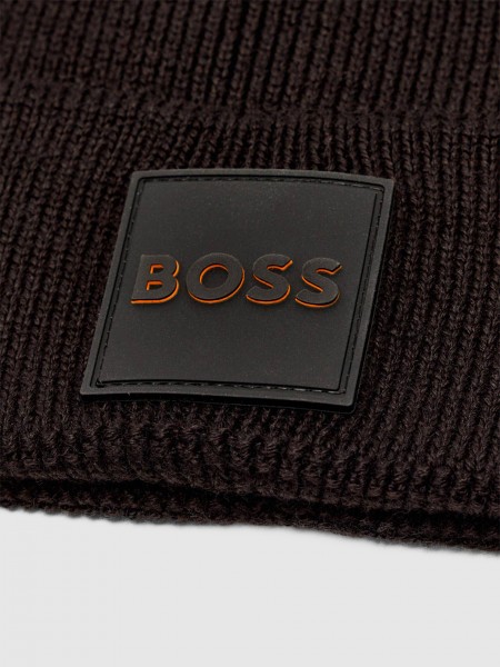 Gorro Hombre Negro Boss Orange