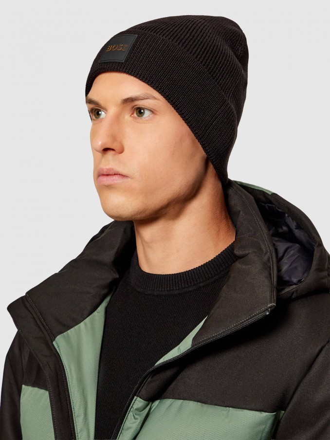 Gorro Hombre Negro Boss Orange