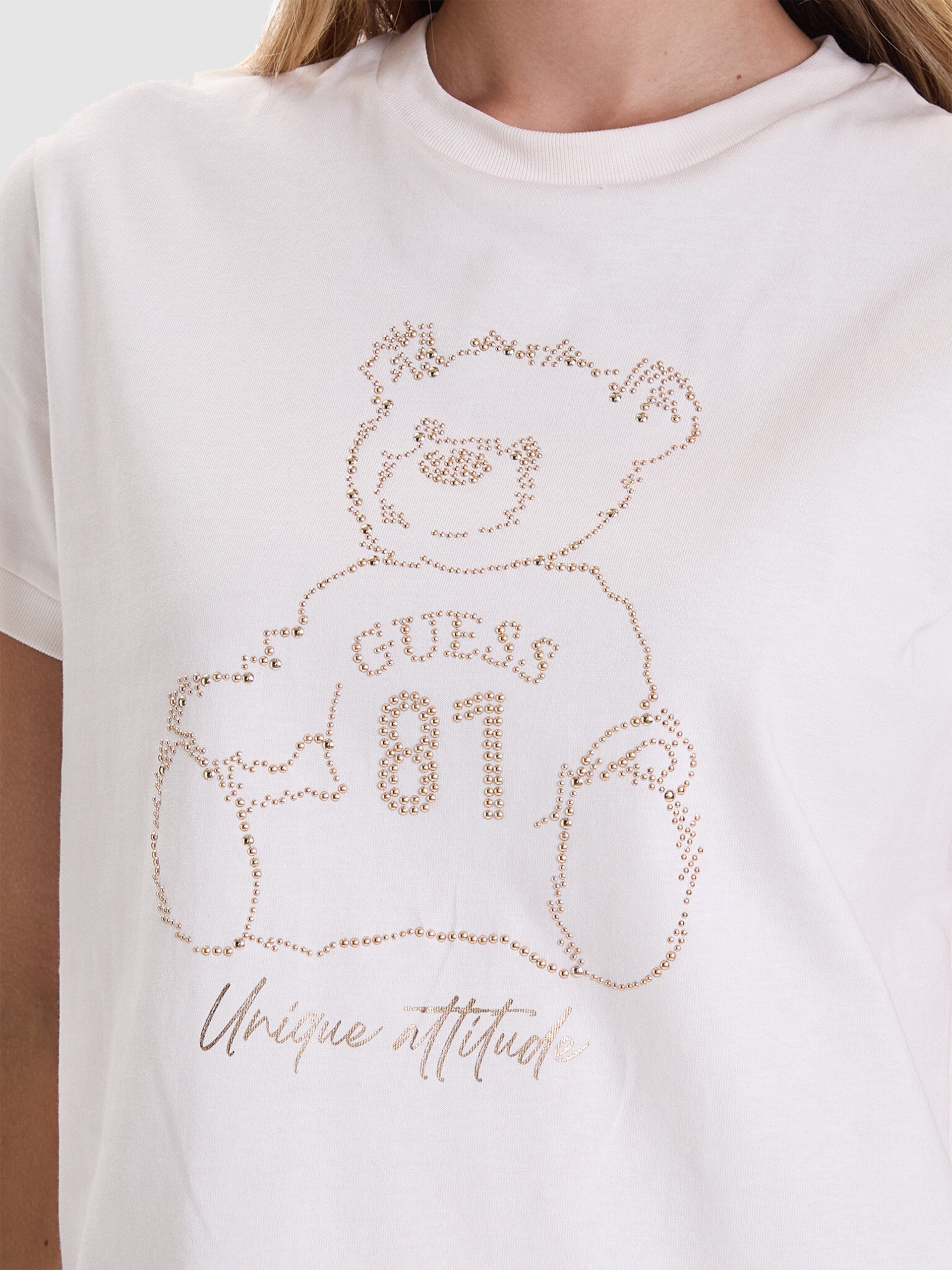 Camiseta Mujer Crema Guess Underwear