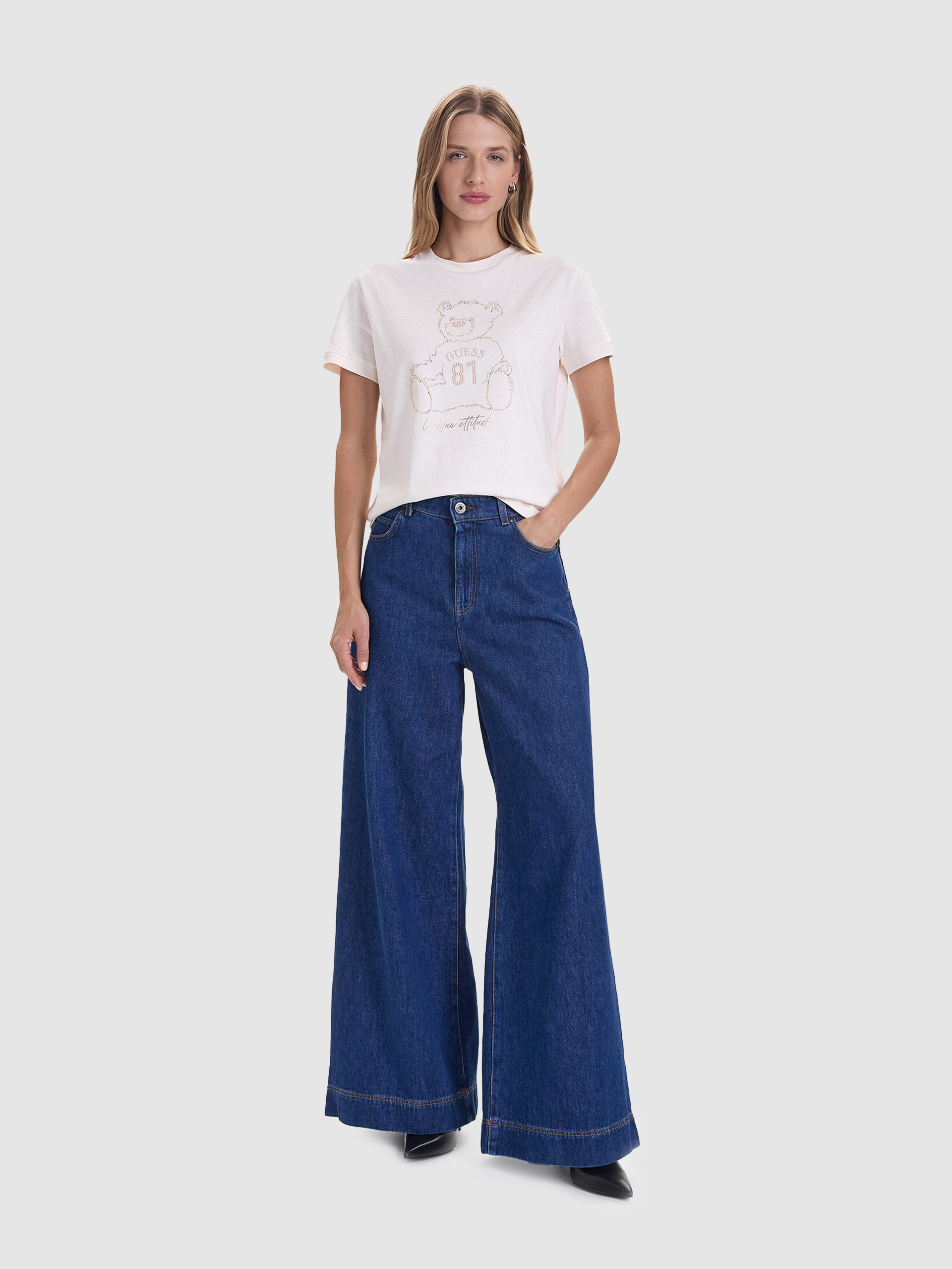 Camiseta Mujer Crema Guess Underwear