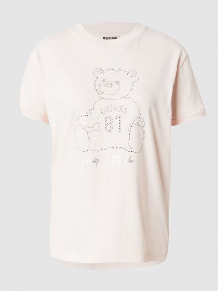 Camiseta Mujer Crema Guess Underwear