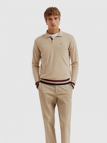 Polo Hombre Beige Lion Of Porches