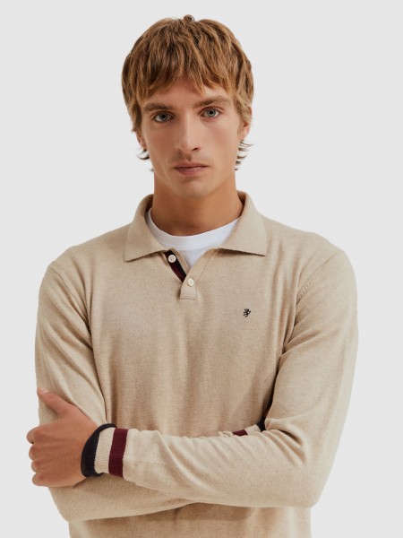 Polo Shirt Man Beige Lion Of Porches