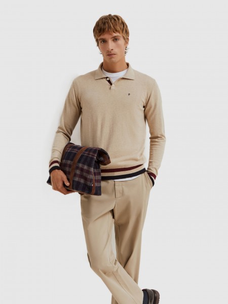 Polo Shirt Man Beige Lion Of Porches