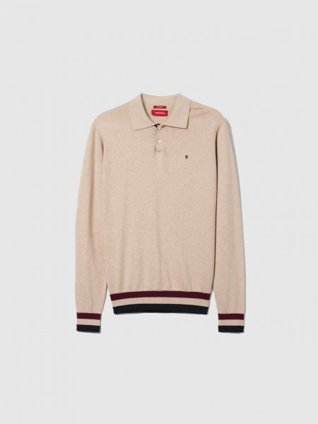 Polo Shirt Man Beige Lion Of Porches