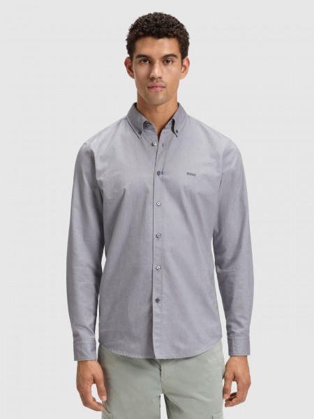 Camisa Hombre Gris Boss Orange