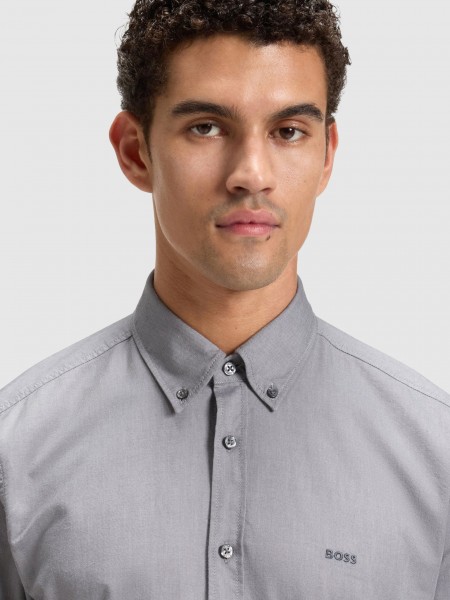 Shirt Man Grey Boss Orange