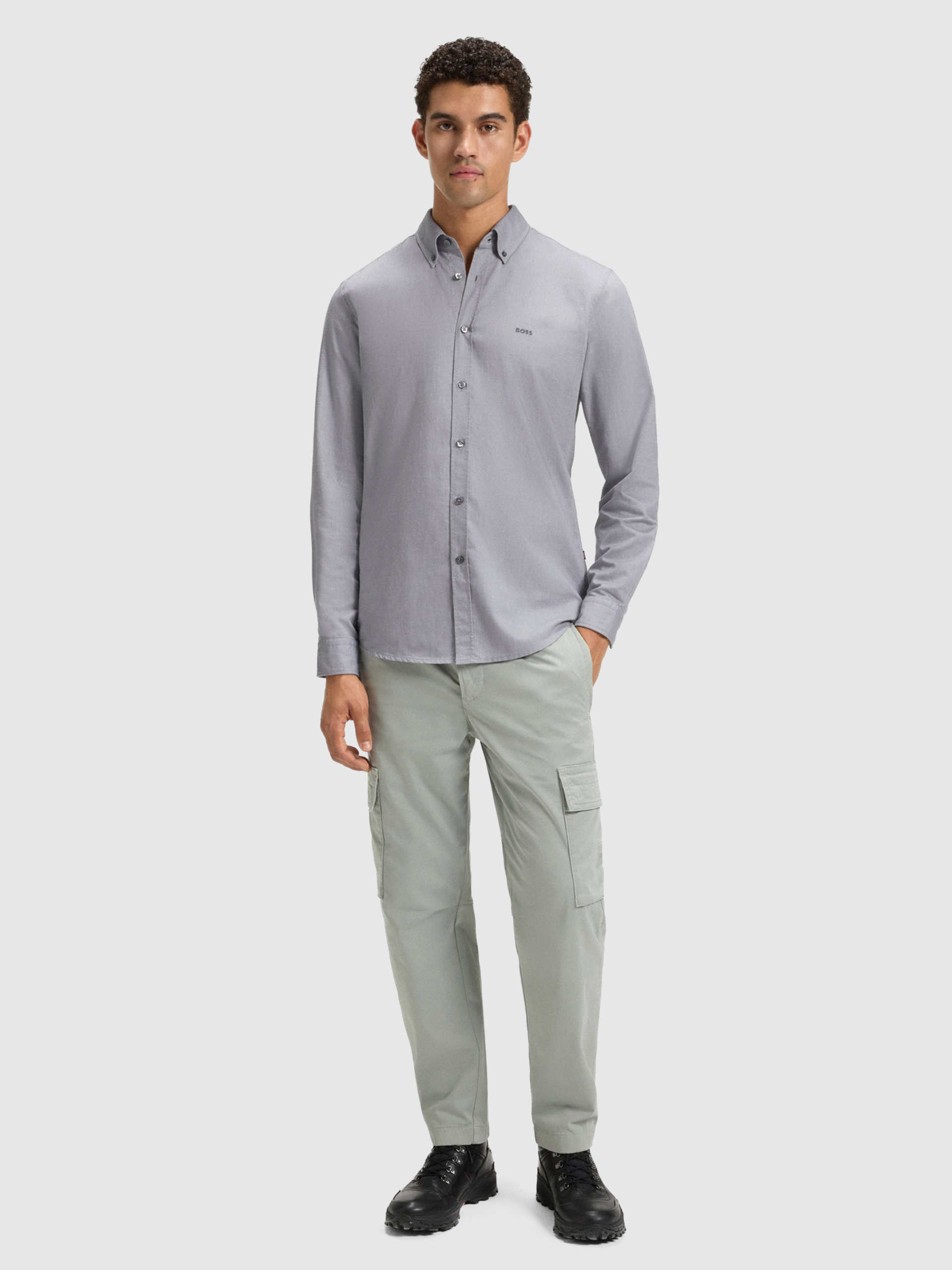 Shirt Man Grey Boss Orange