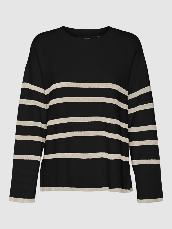Camisola Mulher Vmsaba Ls O-Neck Stripe Pullover Ga Noos Vero Moda