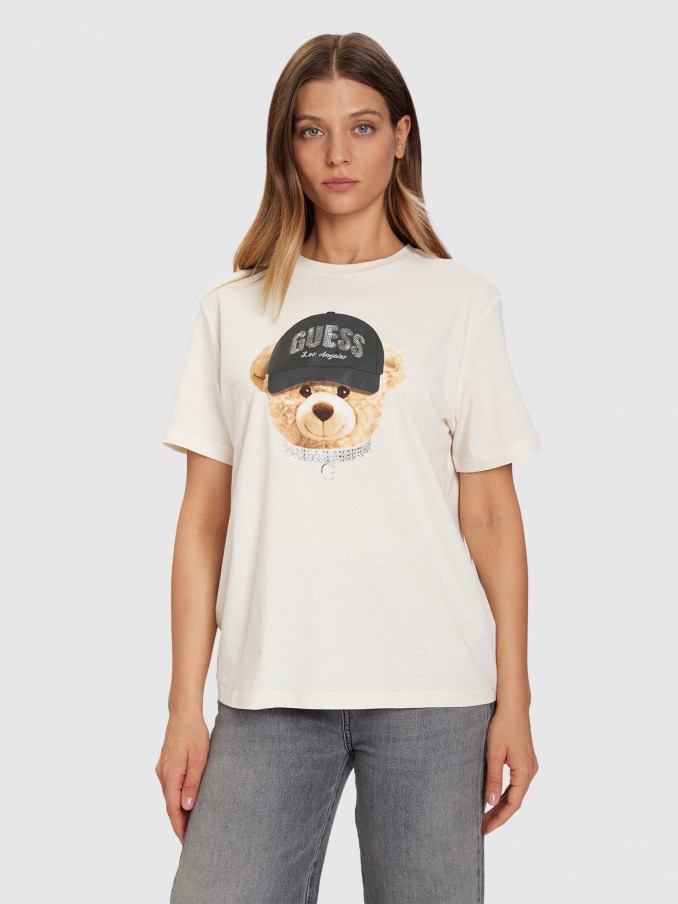 T-Shirt Woman Cream Guess Underwear