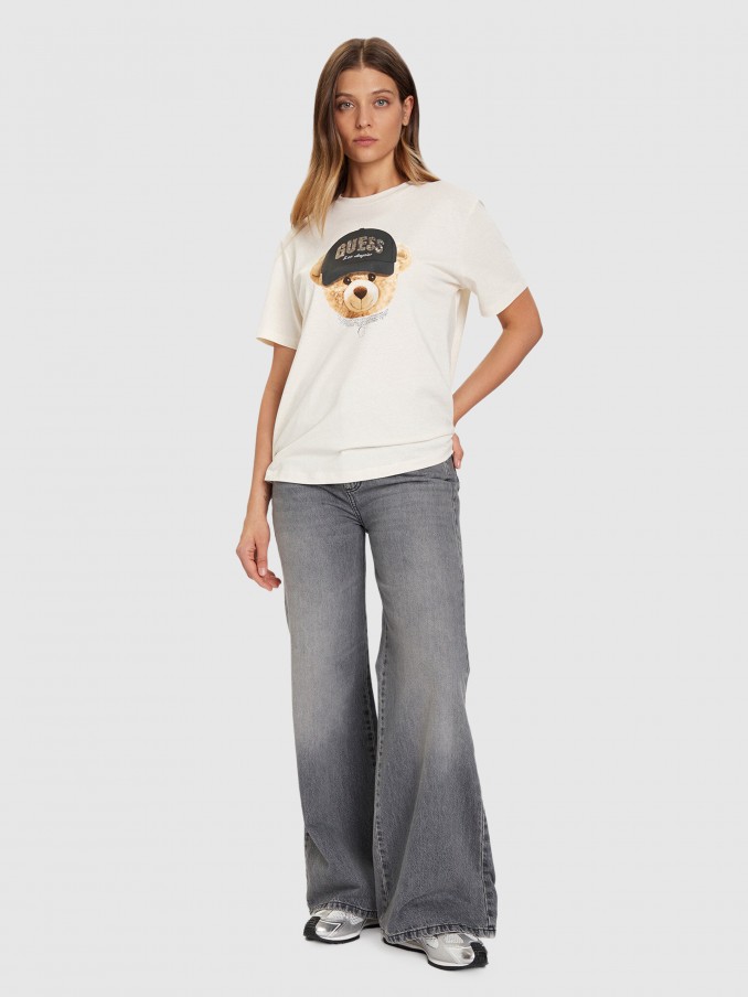T-Shirt Woman Cream Guess Underwear