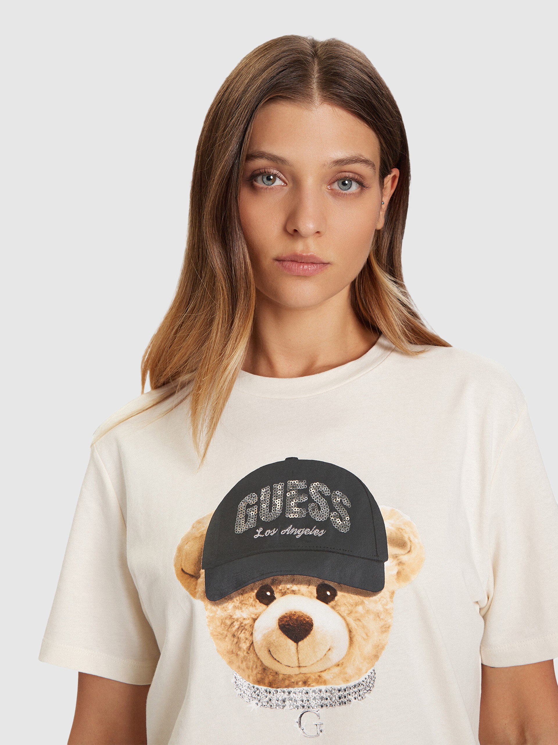 Camiseta Mujer Crema Guess Underwear
