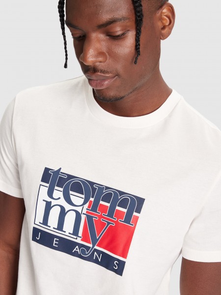 Camiseta Hombre Crema Tommy Jeans
