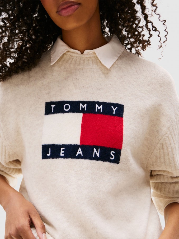 Camisola Mulher Tjw Melange Flag Sweater Rib Ext Tommy Jeans
