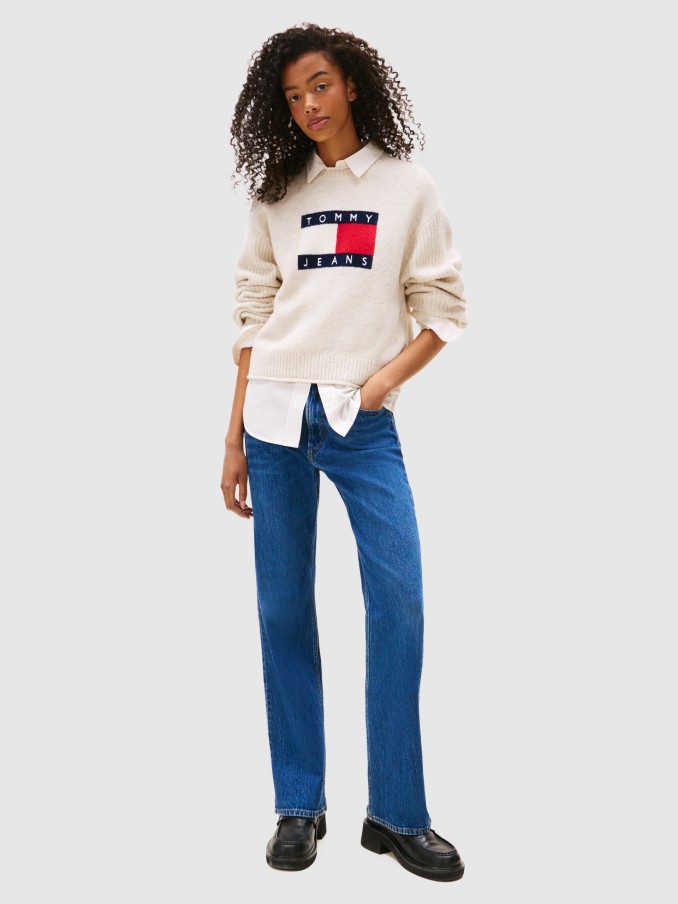 Camisola Mulher Tjw Melange Flag Sweater Rib Ext Tommy Jeans
