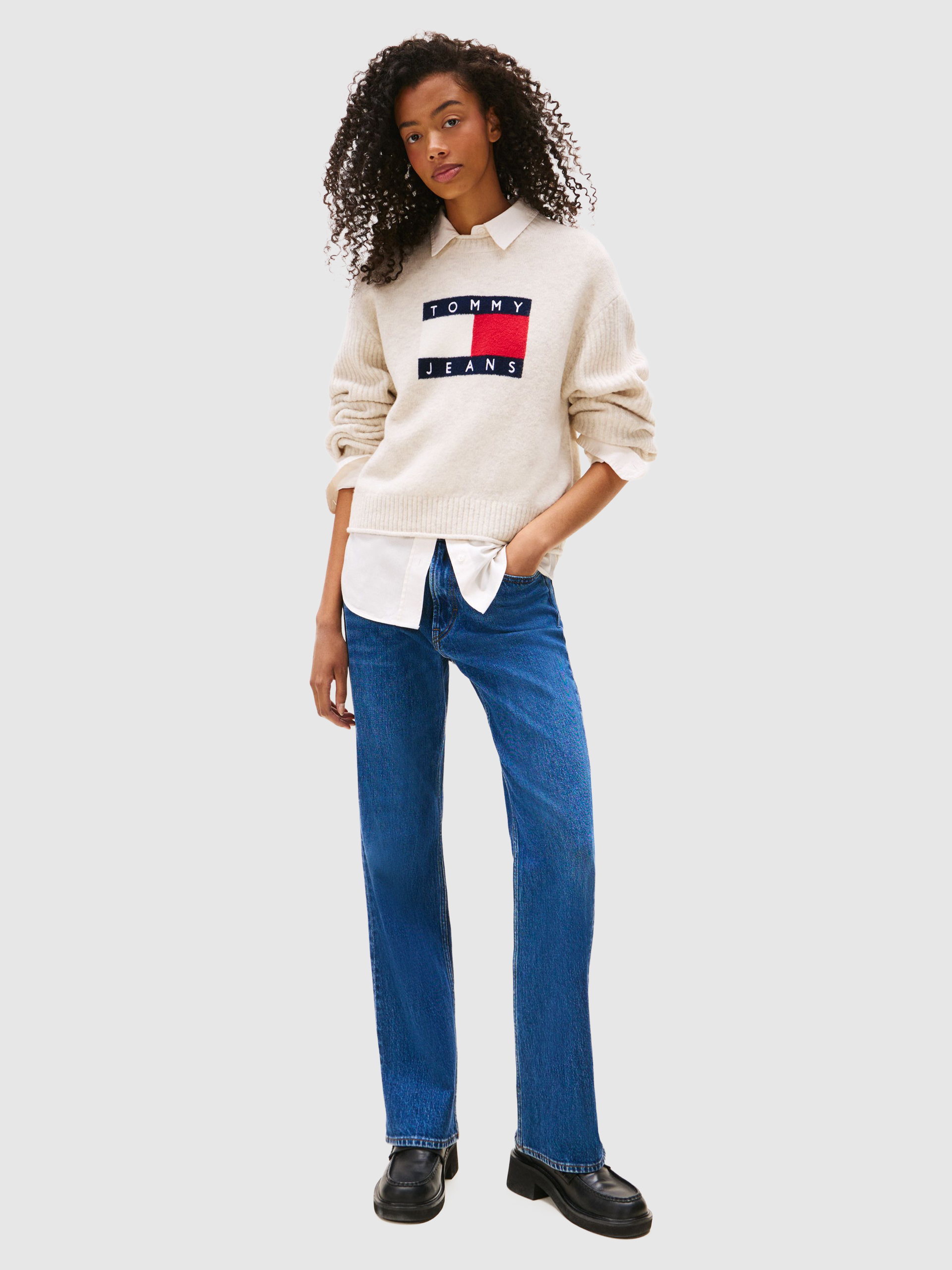 Camisola Mulher Tjw Melange Flag Sweater Rib Ext Tommy Jeans