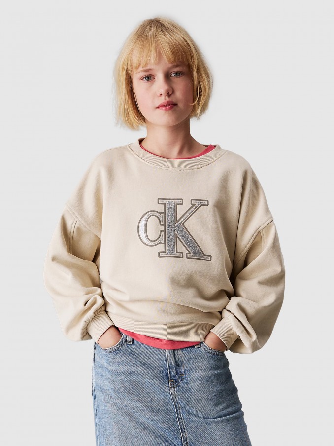 Jersey Niña Beige Calvin Klein