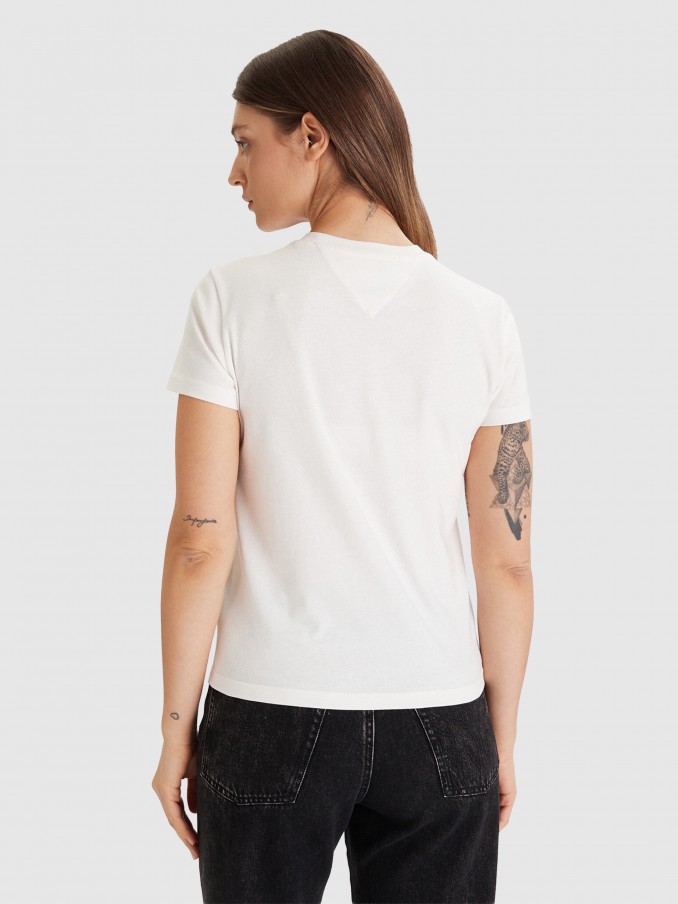 T-Shirt Woman Cream Tommy Jeans