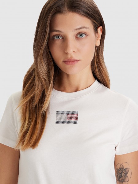 Camiseta Mujer Crema Tommy Jeans