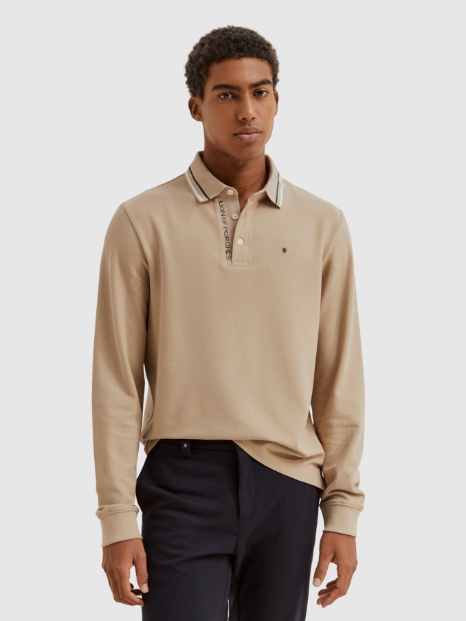 Polo Shirt Man Beige Lion Of Porches