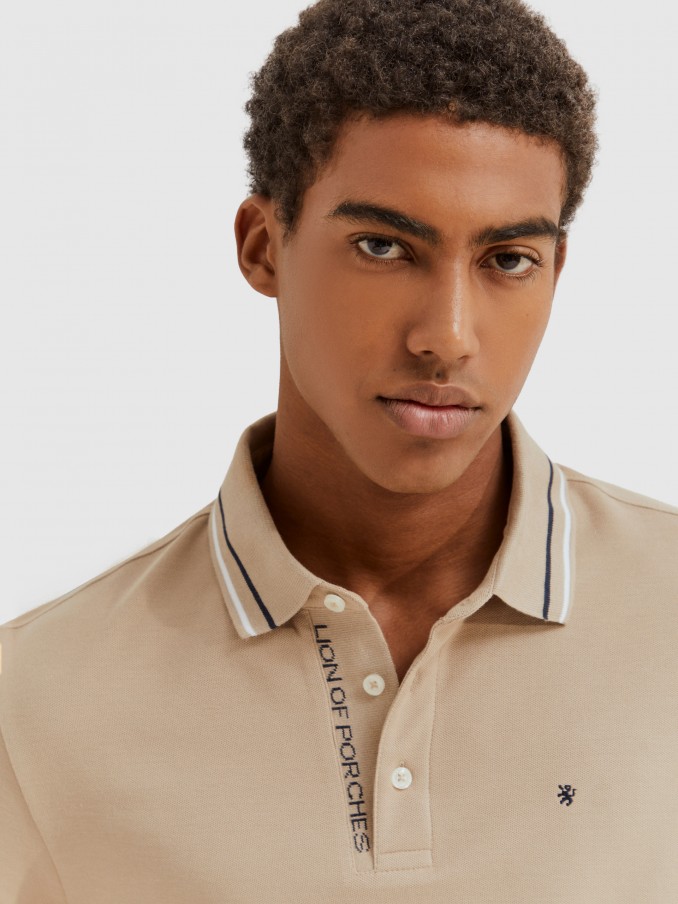Polo Hombre Beige Lion Of Porches