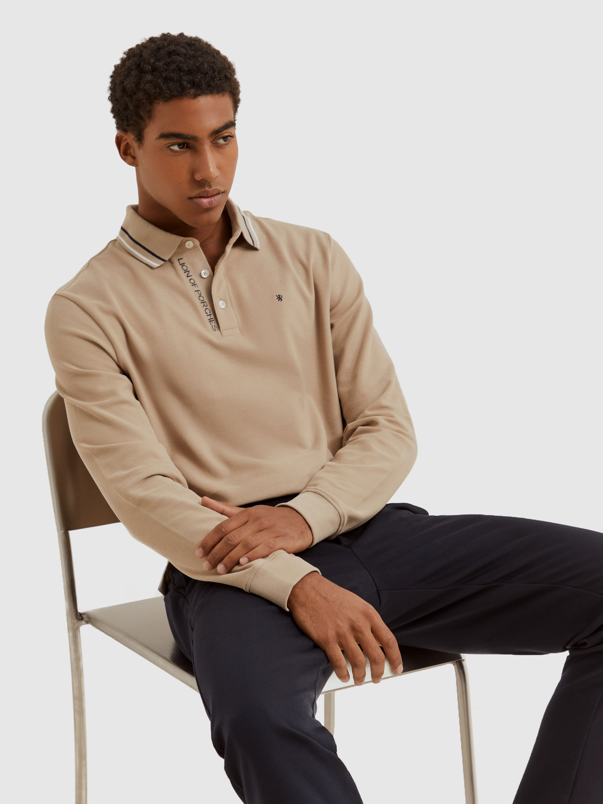 Polo Hombre Beige Lion Of Porches