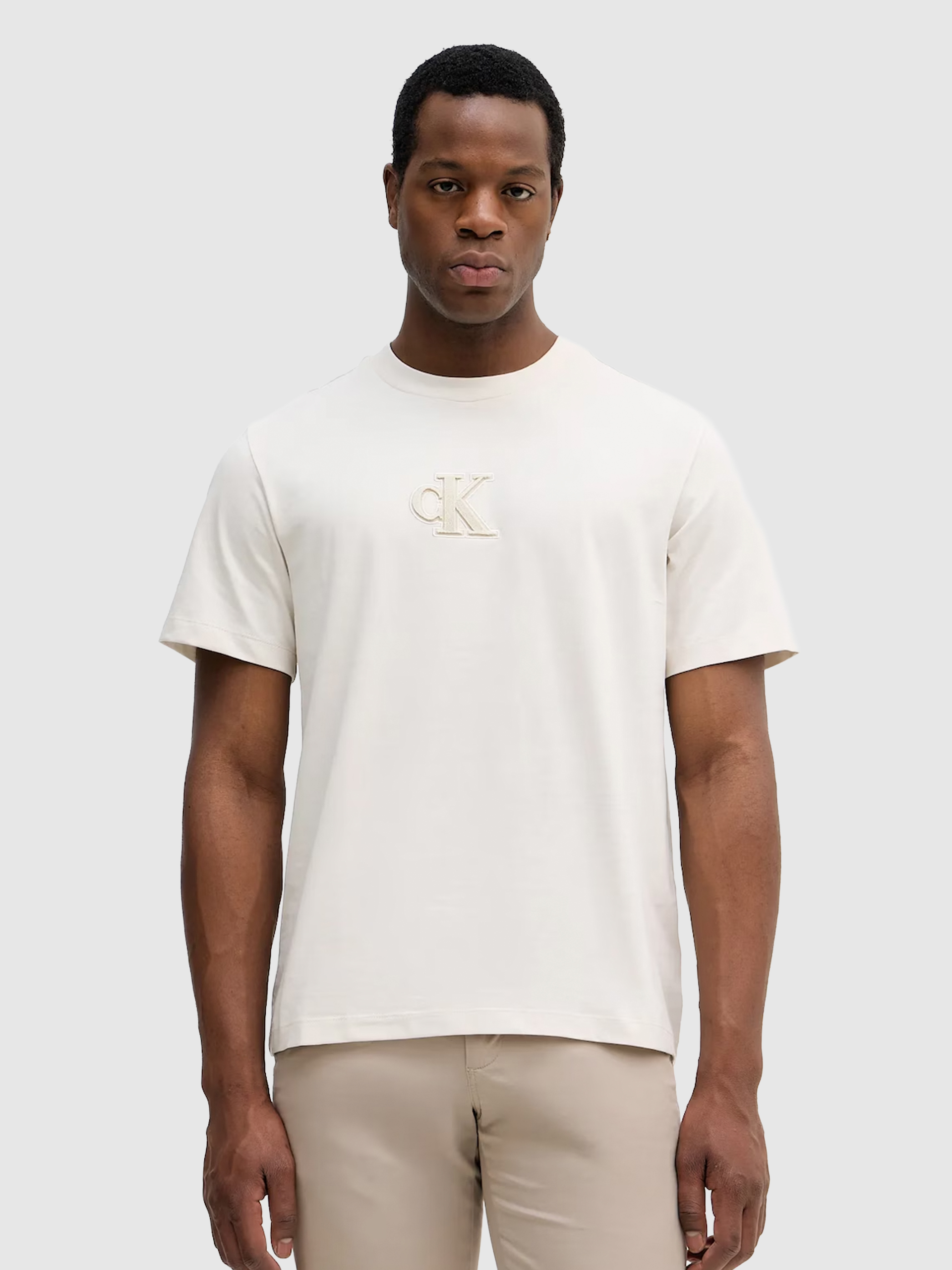 Camiseta Hombre Crema Calvin Klein