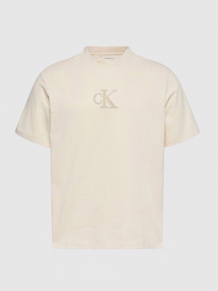 Camiseta Hombre Crema Calvin Klein