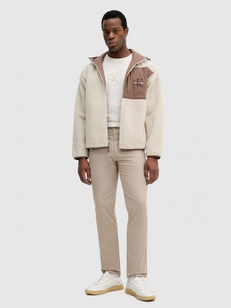 Camiseta Hombre Crema Calvin Klein