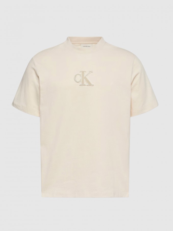Camiseta Hombre Crema Calvin Klein